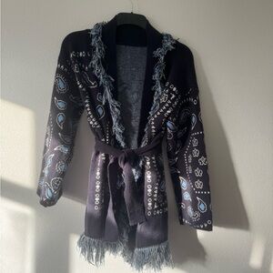 Stylish Black and Blue Patterned Women's Jacket